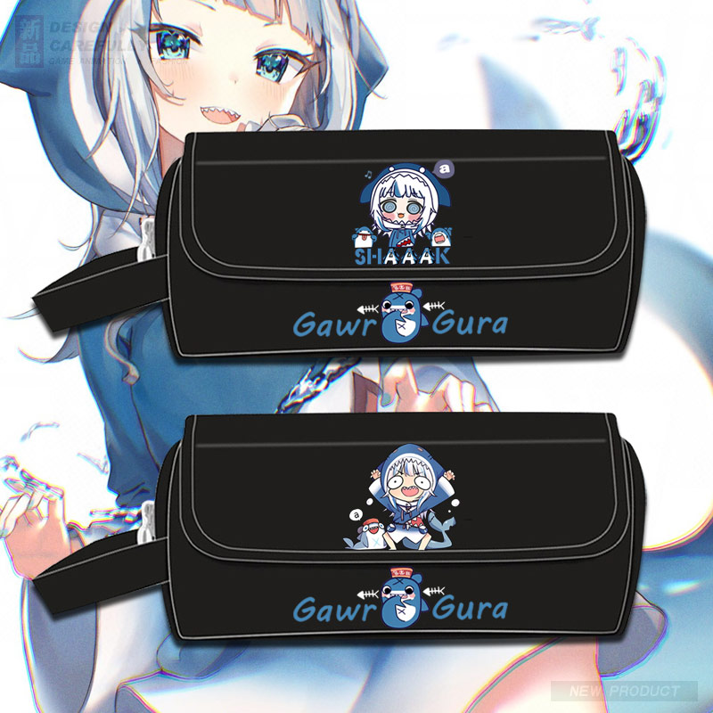 虚拟主播鲨鱼娘Gawr Gura噶呜古拉周边学生铅笔袋文具盒手拿包tt