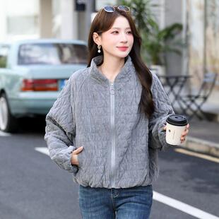 秋冬保暖百搭高级感女士加绒加厚棒球服2025新款菱形防寒女装外套