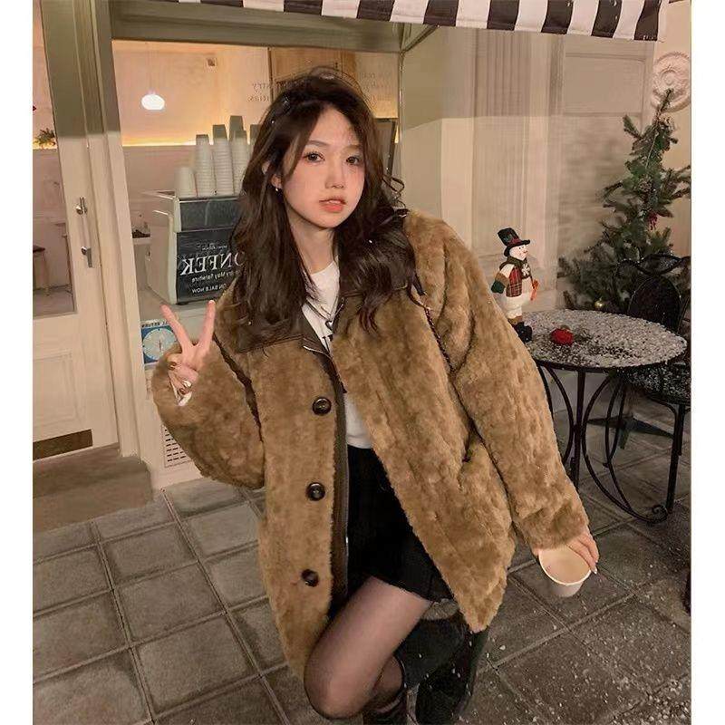 韩版复古加厚保暖羊羔毛外套女秋冬新款宽松设计感可拆卸皮领上衣,女装/女士精品,时尚套装,淘宝优惠券,粉丝福利购,淘宝优惠卷