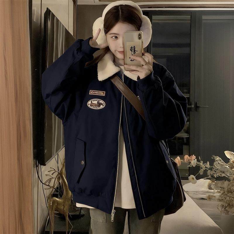 复古翻领羊羔绒棉服冬季新款宽松韩版学生百搭开衫加棉加厚外套女,女装/女士精品,时尚套装,淘宝优惠券,粉丝福利购,淘宝优惠卷