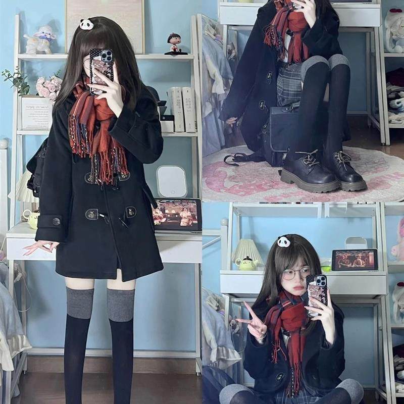 多巴胺高级感穿搭学院风jk加厚毛呢外套女小个子风衣中长款秋冬季,女装/女士精品,时尚套装,淘宝优惠券,粉丝福利购,淘宝优惠卷