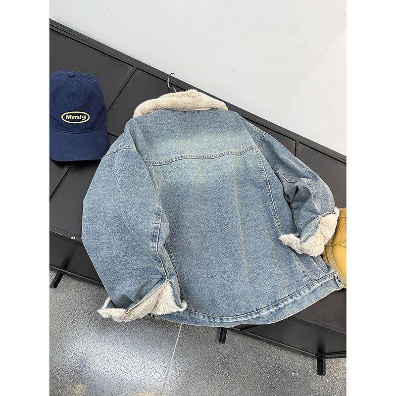 美式加绒加厚牛仔外套女秋冬2025新款设计感宽松百搭通勤夹克上衣,女装/女士精品,时尚套装,淘宝优惠券,粉丝福利购,淘宝优惠卷