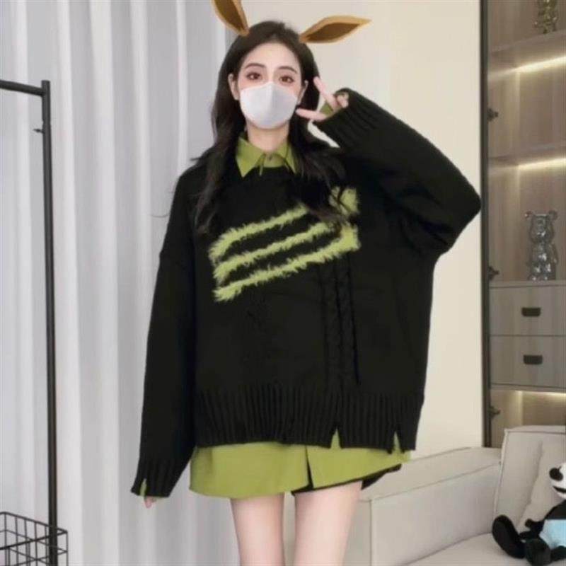 大码胖mm甜酷慵懒风假两件长袖毛衣女秋冬季设计感外穿针织衫上衣,女装/女士精品,时尚套装,淘宝优惠券,粉丝福利购,淘宝优惠卷