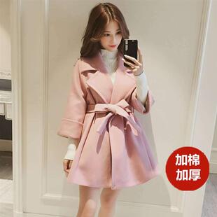 2025秋冬装韩版中长款毛呢风衣外套矮小个子原宿呢子大衣女