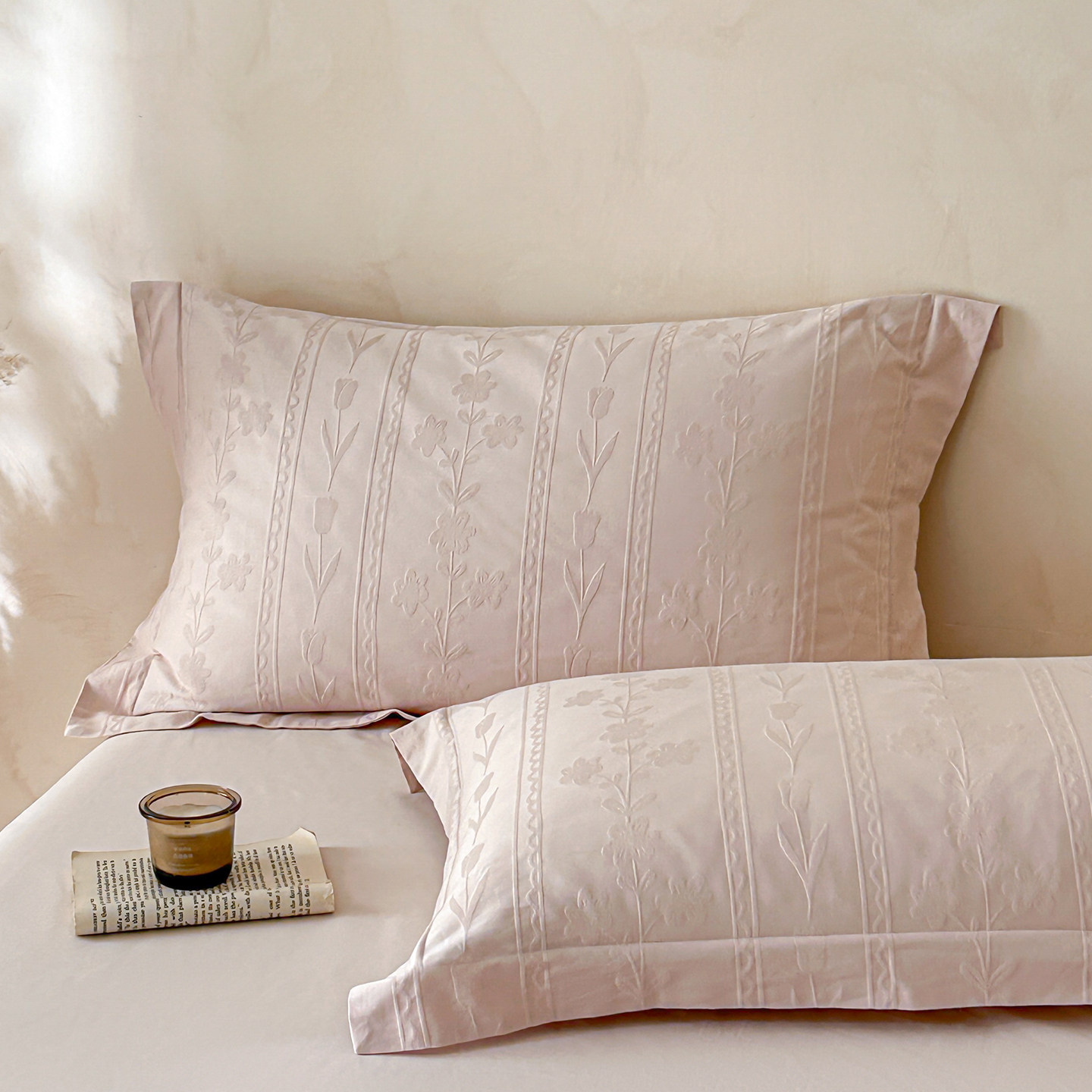 60S长绒棉提花枕套48x74cm单只装枕头套一对装全棉枕芯内胆套纯棉