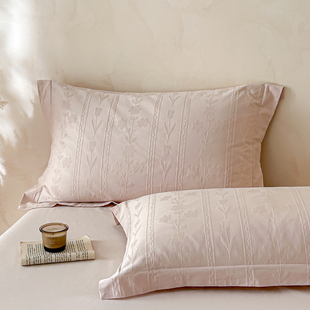 60S长绒棉提花枕套48x74cm单只装 全棉枕芯内胆套纯棉 枕头套一对装