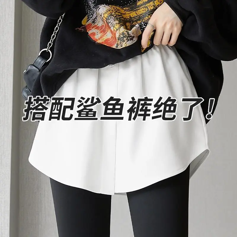 高级小屁帘女下摆卫衣打底神器内搭叠穿鲨鱼裤秋冬季遮屁股假两件