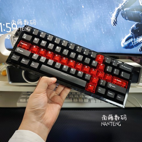 ev63黑色红透宝剑键帽pbt材质