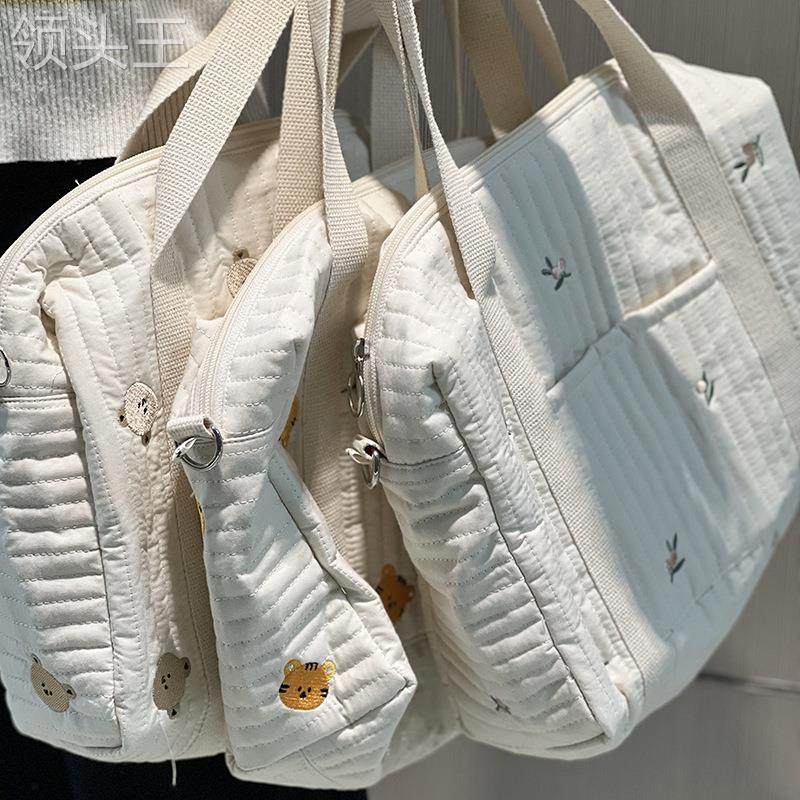 2022新款婴儿推车挂袋 多功能妈咪包刺绣斜跨挂袋 母婴用品收纳包