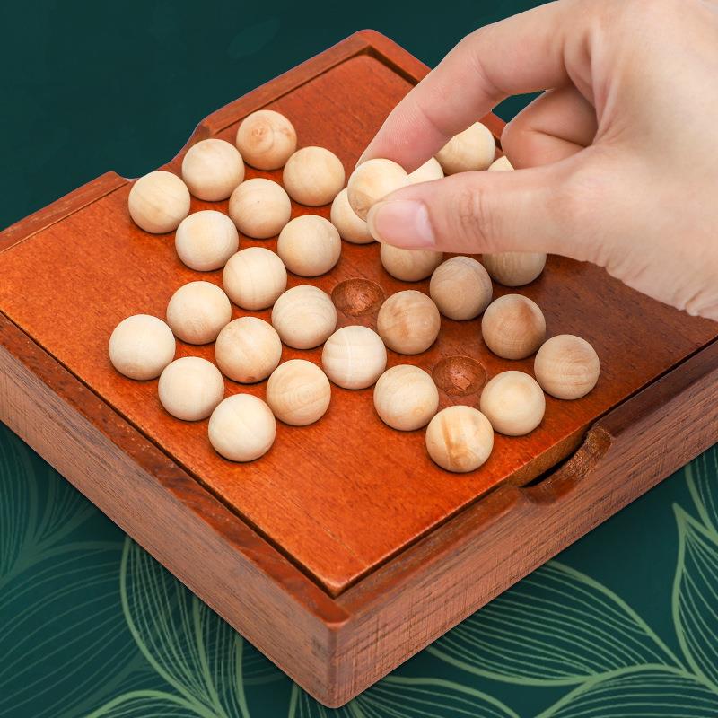 木制楠竹单身贵族棋儿童益桌面游戏古典孔明棋单人棋玩具定制