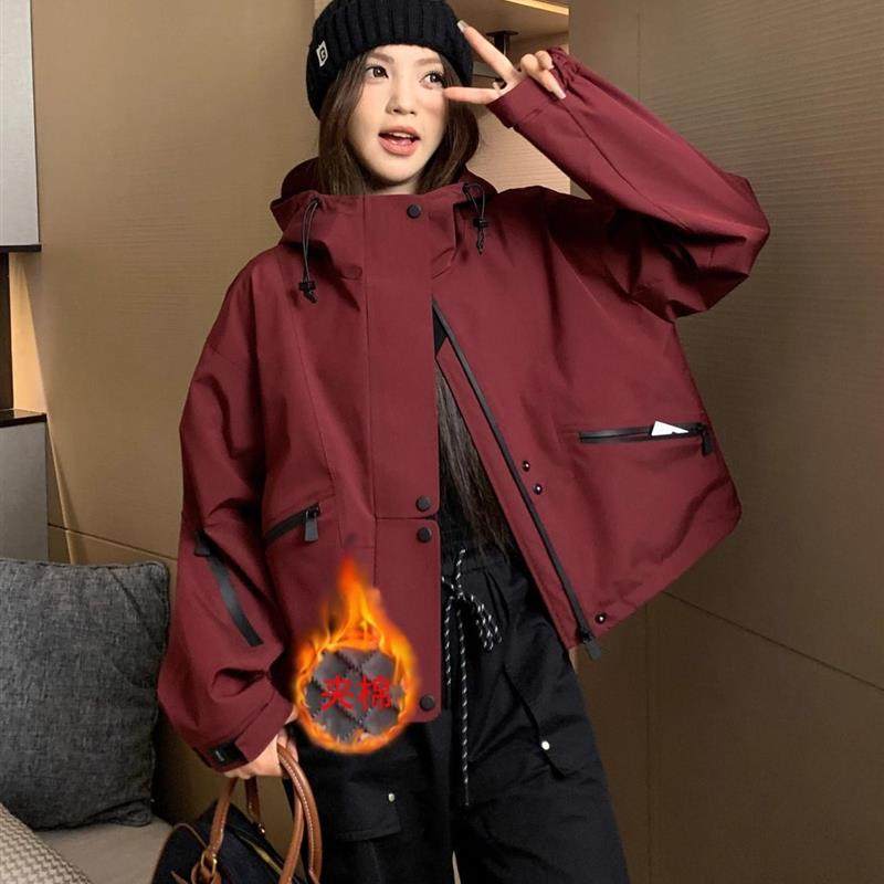 连帽二棉加厚冲锋衣外套女棉服2025秋冬款宽松高级感夹棉风衣夹克,女装/女士精品,时尚套装,淘宝优惠券,粉丝福利购,淘宝优惠卷