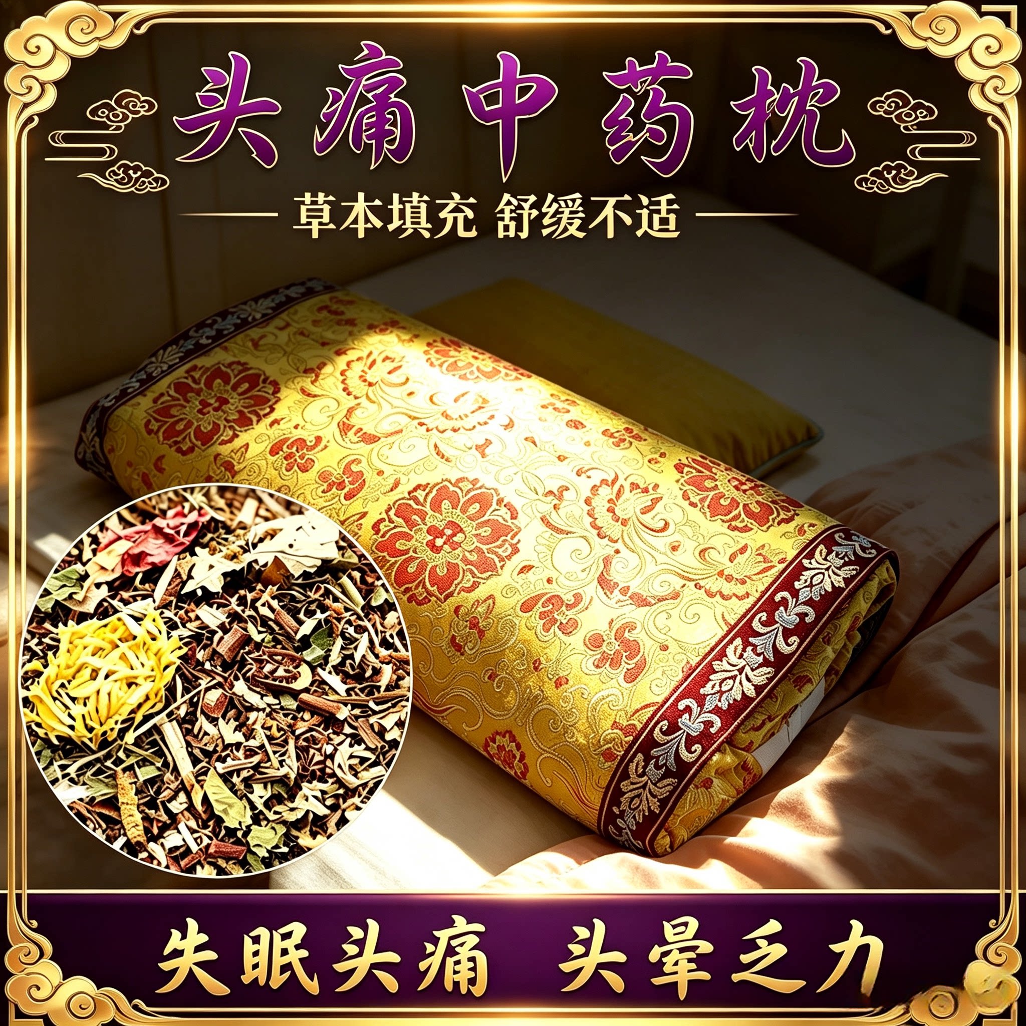 【药房出品】头疼中药枕头偏头疼头晕头痛枕24味草本制作