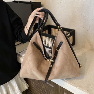 韩系复古托特包高级感磨砂皮双面包包日常通勤学生双肩包一包三背