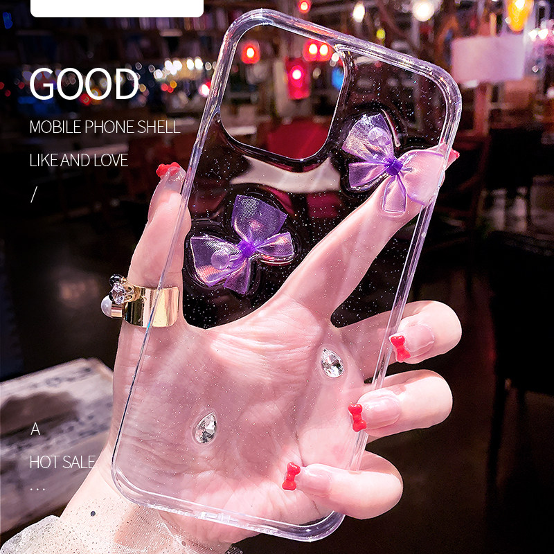 适用苹果17原创手机壳iphone16promax15新款14滴胶13闪粉xr防摔8plus透明xs保护套mini硅胶7水钻紫色12蝴蝶结