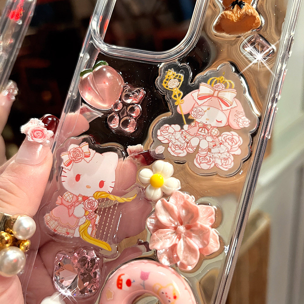 三丽鸥kk苹果17手机壳16透明iphone15promax滴胶14粉色13女11卡通可爱12mini适用xs保护套7立体爆闪8plus夏日