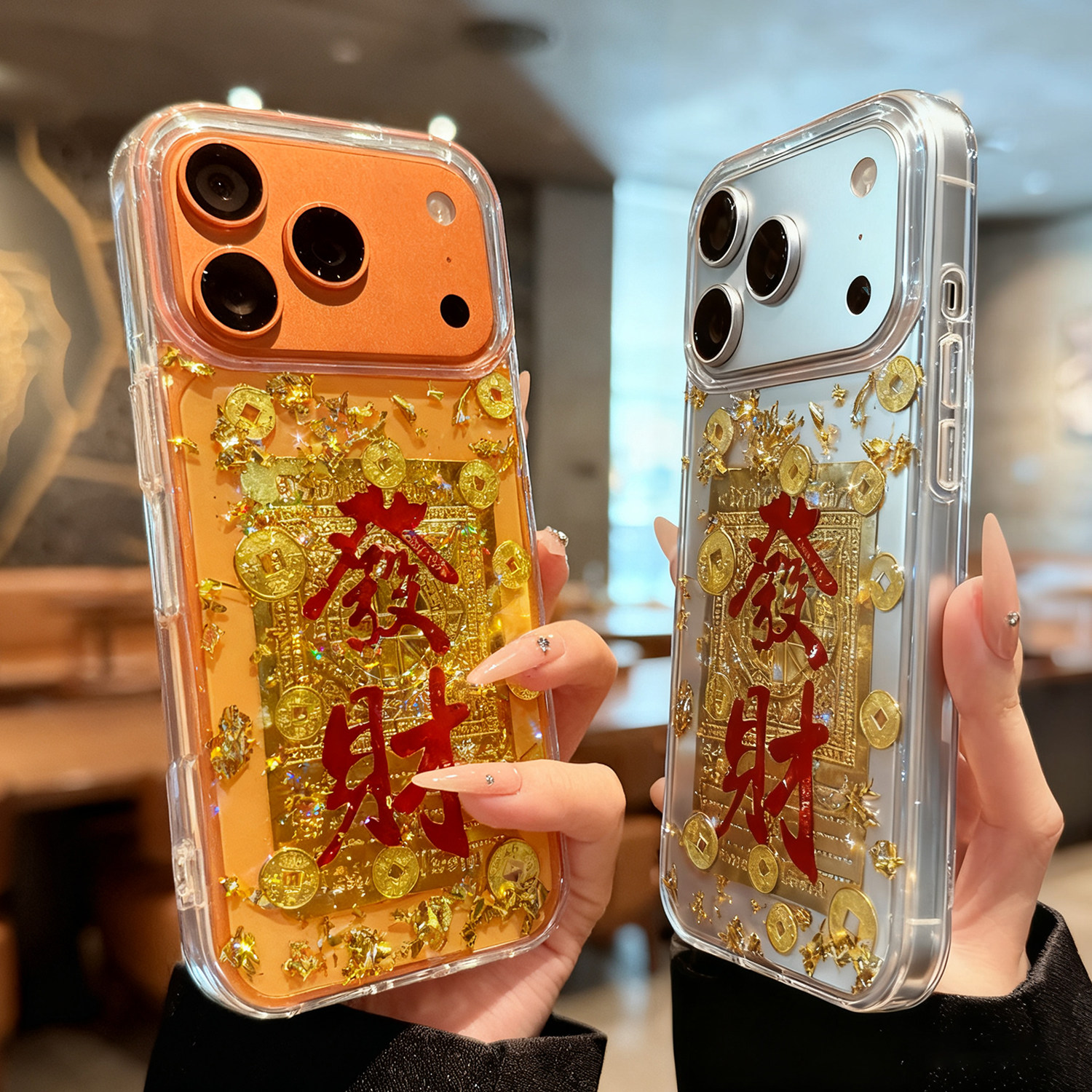 金色马华为mate80手机壳透明p80立体60滴胶p70金箔M70适用50保护套女40招财新年nova14爆款闪粉13pro转运发财