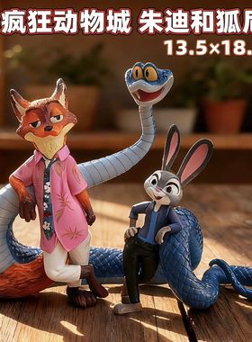 电影疯狂动物城2 zootopia手办兔朱迪狐尼克蛇盖瑞公仔玩具摆件