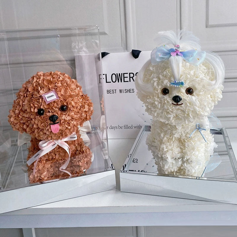 马尔济斯犬永生花狗狗泰迪定制情人节手工礼物送女生网红真花摆件