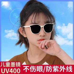 散瞳专用儿童墨镜女童白色框方圆脸防紫外线防晒偏光男童太阳眼镜