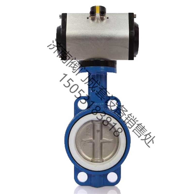 D671FP-16气动蝶阀GT衬四氟蝶阀304不锈钢板对夹O蝶阀DN50-DN300