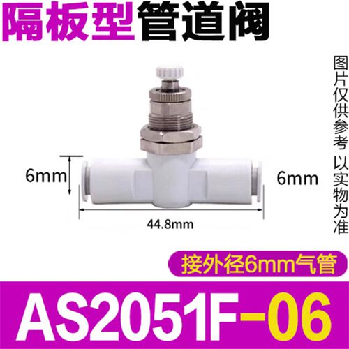 SMC型管道节流阀气动快插气管快速接头隔板式调速阀AS1002F 2002F