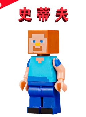 2023年款迷你我的世界橙色MC史21270斯蒂夫3D立体拼装小人偶玩具