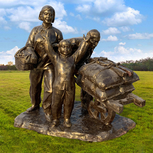 玻璃钢仿铜人物雕塑定制户外商业街校园农耕民俗红色文化景观摆件