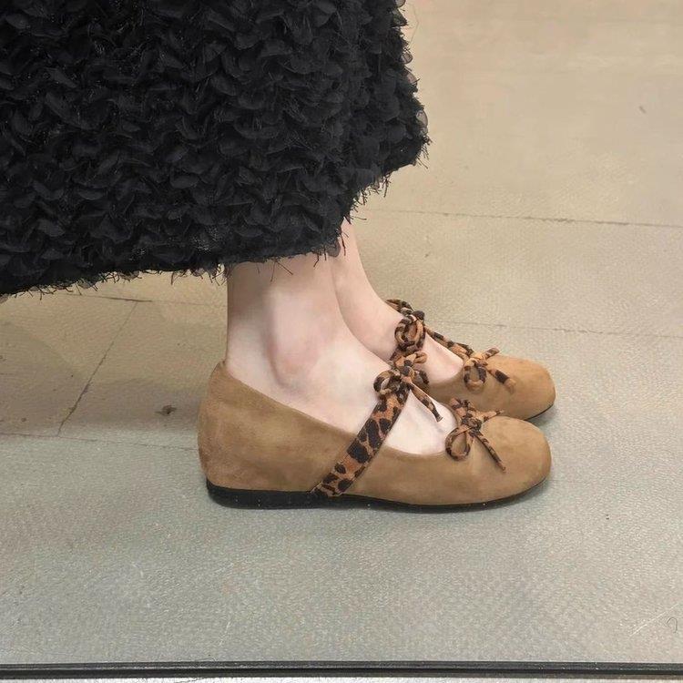 小众复古内增高5cm浅口单鞋女2025新款圆头蝴蝶结芭蕾舞玛丽珍鞋