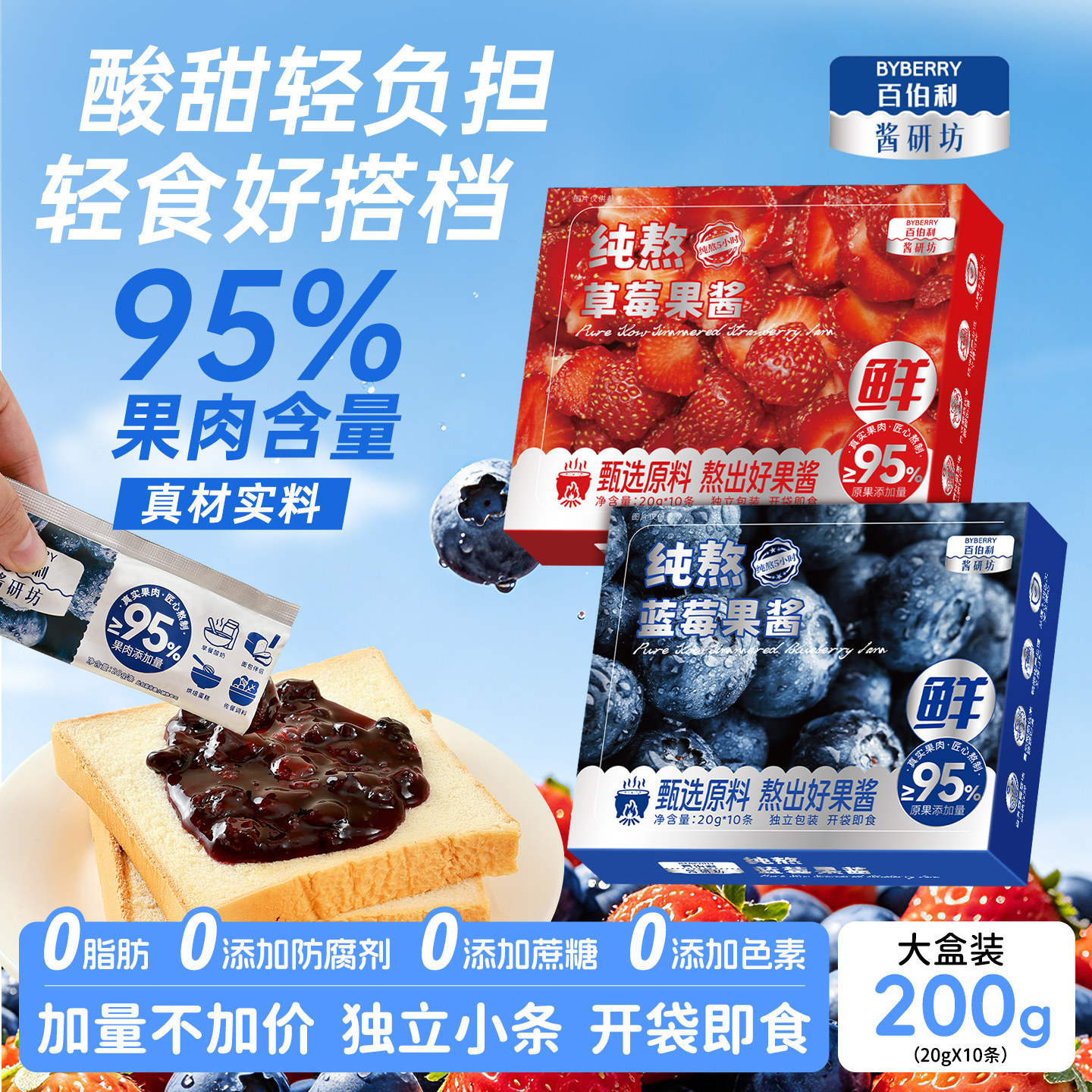 蓝莓果酱独立小包装涂抹面包0脂图片