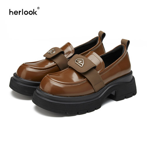 herlook厚底增高乐福鞋小皮鞋