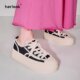 HERLOOK面包糠厚底毛边板鞋 女百搭增高轻便软底低帮真皮小白鞋