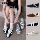 HERLOOK双生芭蕾玛丽珍鞋 女方头薄底轻便法式 魔术贴小皮鞋 单鞋