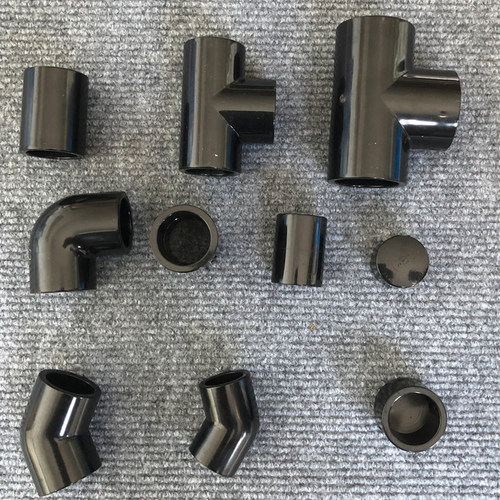 纯黑色UPVC管件三通弯头管帽直通