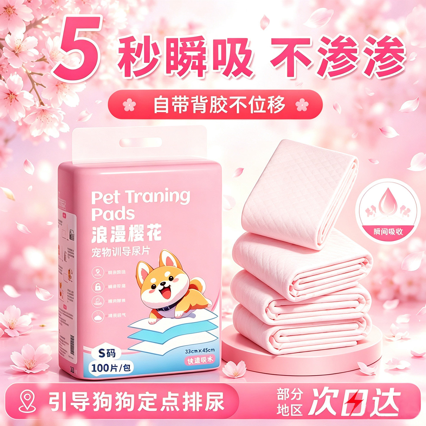 狗狗尿垫尿片宠物用品厕所除臭吸水垫尿不湿加厚100片一次性尿布