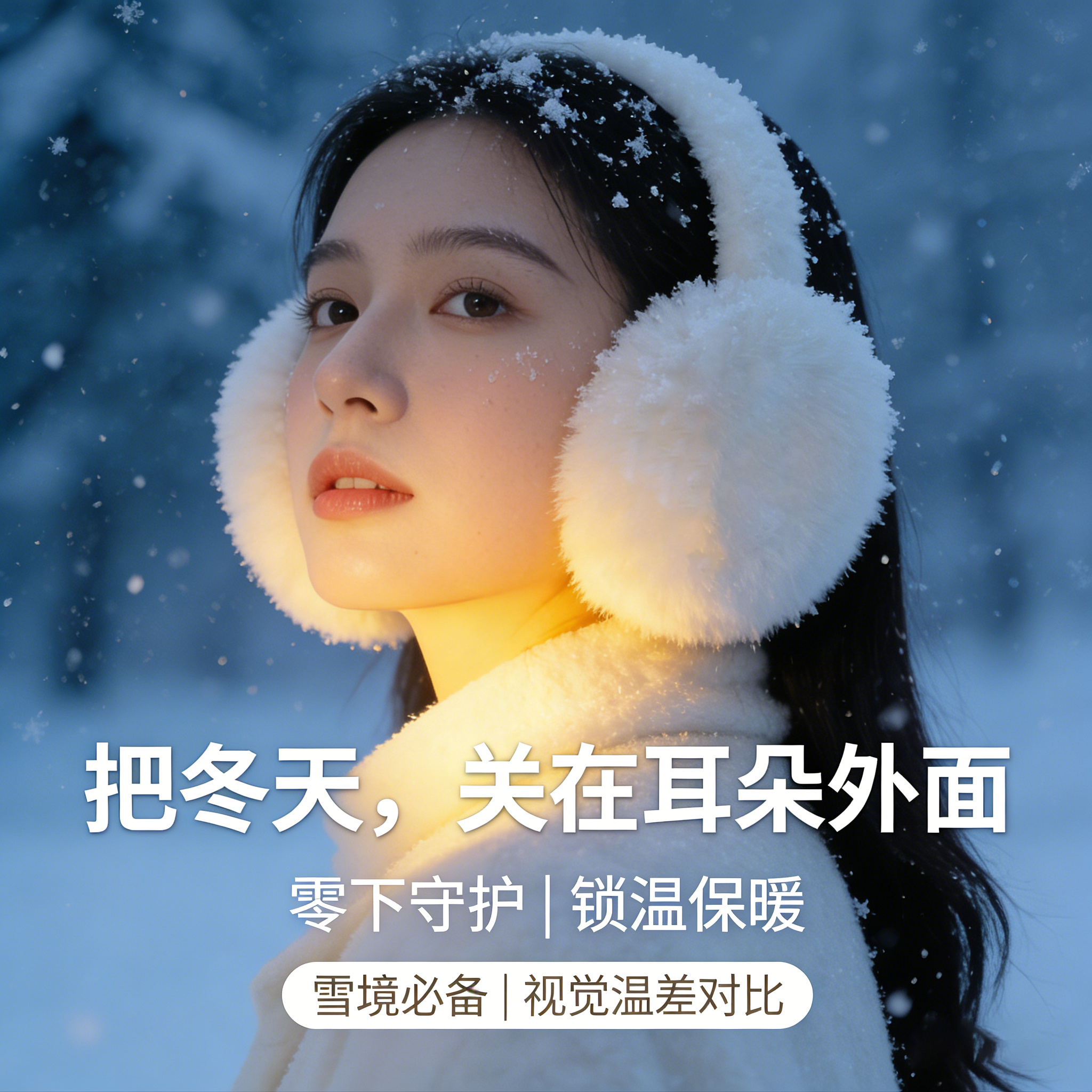 白色毛绒保暖耳罩防寒女冬天耳朵保护罩耳帽耳包骑行耳套耳暖护耳,居家日用,防护耳罩,淘宝优惠券,粉丝福利购,淘宝优惠卷