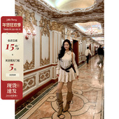 肉装 领连衣裙 V腰显瘦微胖甜美减龄麂皮绒衬衫 小cherry 甜氧旋律