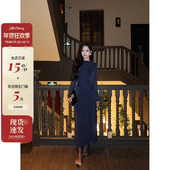 夜阑星语 肉装 小cherry 微胖抽褶收腰显瘦连衣裙女矜贵细闪长裙子