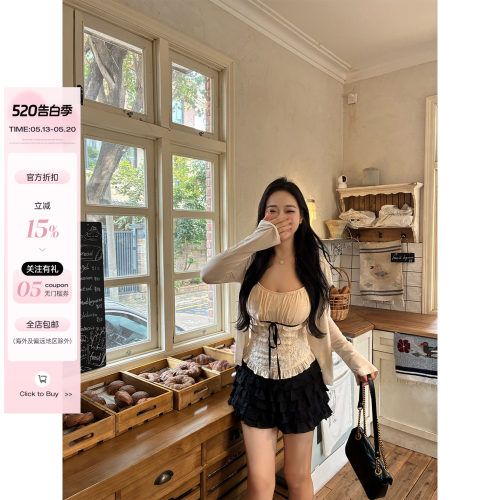 立体花卉带胸垫吊带荷叶边蛋糕裙