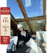 陷进温柔 肉装 小cherry 微胖撞色假两件纯欲U领木耳边针织上衣女