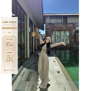 糯叽叽套装 肉装 直筒宽松裤 微胖百搭连帽条纹收腰上衣 小cherry