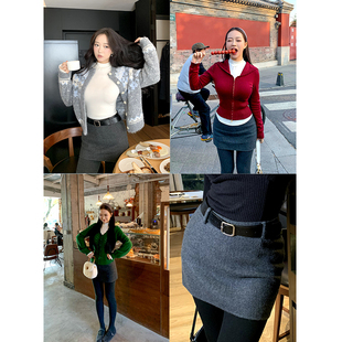 微胖毛呢半身裙女冬季 记忆灰度 羊毛包臀裙中腰短裙 小cherry 肉装