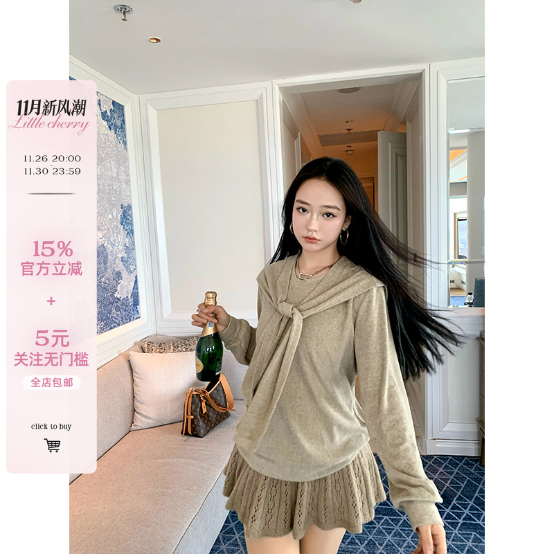 慵懒休闲真两件卫衣女显瘦上衣