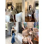 欲望都市 肉装 小cherry 微胖英伦风双排扣A字抽褶卡其色风衣外套