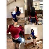 丹宁牛仔短裤 肉装 微胖明线口袋刺绣辣妹修身 穿出腰臀比 小cherry