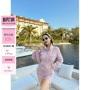 套装 肉装 微胖立领双拉链外套松紧腰抽绳短裤 柔光滤镜 女 小cherry