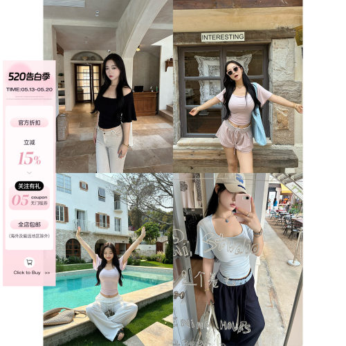 两穿方领微胖百搭遮肉显瘦短袖T