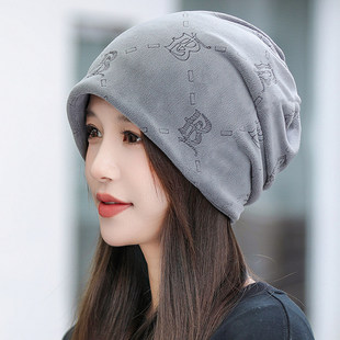 帽子女秋冬季时尚包头韩版百搭潮骑电动车套头睡帽围脖保暖堆堆帽