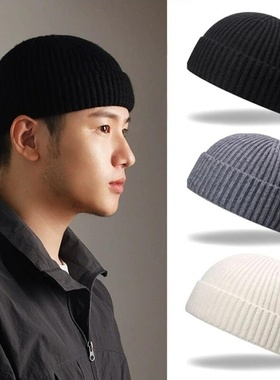 瓜皮帽男冬季帽子秋冬韩版时尚情侣毛线帽青年休闲针织帽地主帽女
