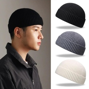瓜皮帽男冬季帽子秋冬韩版时尚情侣毛线帽青年休闲针织帽地主帽女