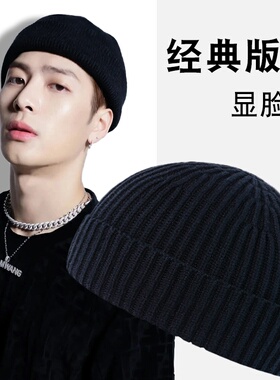 瓜皮帽男冬地主帽男士雅痞秋冬季针织帽大头围保暖冷帽高端帽子女